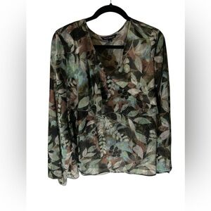 Beautiful leaves print blouse to be worn over a tank or fancy Bra.